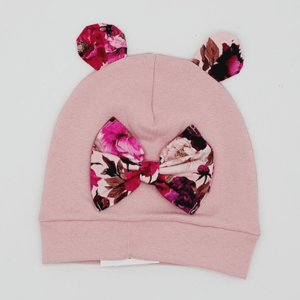 Czapka z uszkami dla dziewczynki w kolorze różu